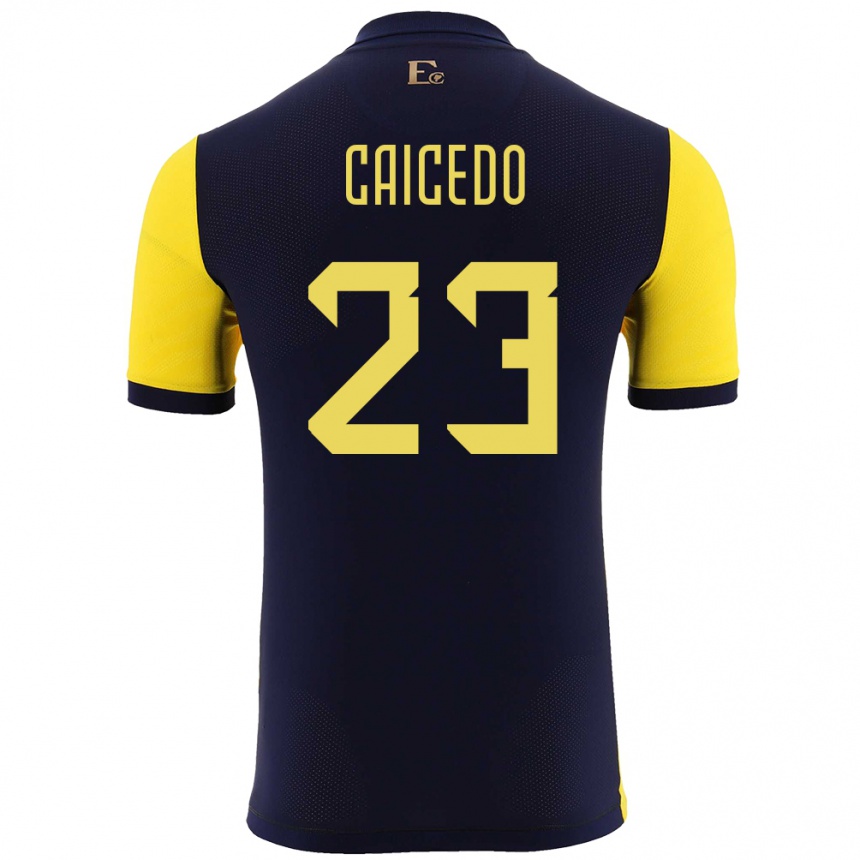 Niño Fútbol Camiseta Ecuador Moises Caicedo #23 Amarillo 1ª Equipación 24-26 Perú