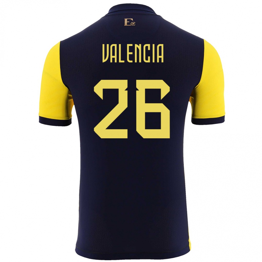 Niño Fútbol Camiseta Ecuador Anthony Valencia #26 Amarillo 1ª Equipación 24-26 Perú