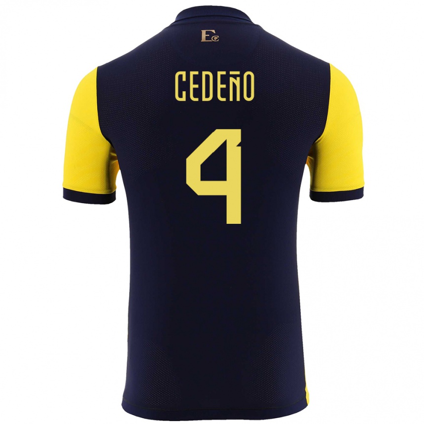 Niño Fútbol Camiseta Ecuador Stefany Cedeno #4 Amarillo 1ª Equipación 24-26 Perú