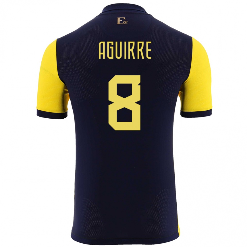 Niño Fútbol Camiseta Ecuador Marthina Aguirre #8 Amarillo 1ª Equipación 24-26 Perú