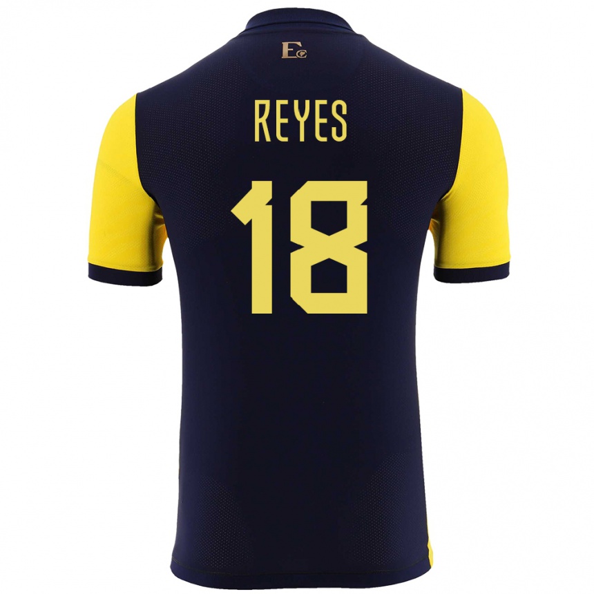 Niño Fútbol Camiseta Ecuador Ashley Reyes #18 Amarillo 1ª Equipación 24-26 Perú