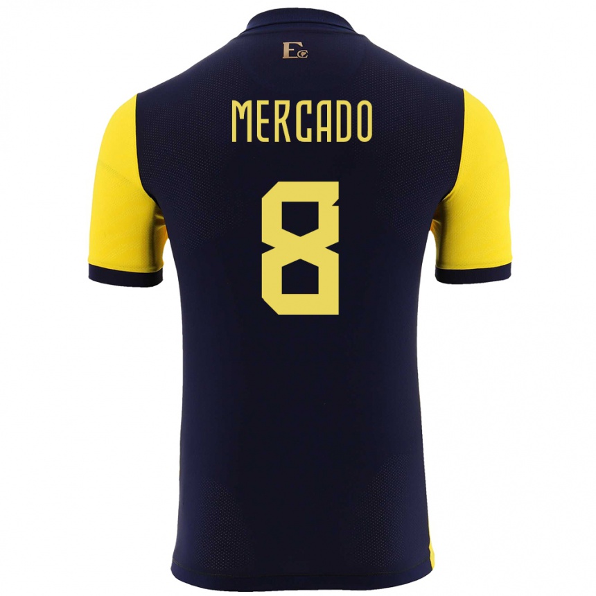 Niño Fútbol Camiseta Ecuador Patrik Mercado #8 Amarillo 1ª Equipación 24-26 Perú