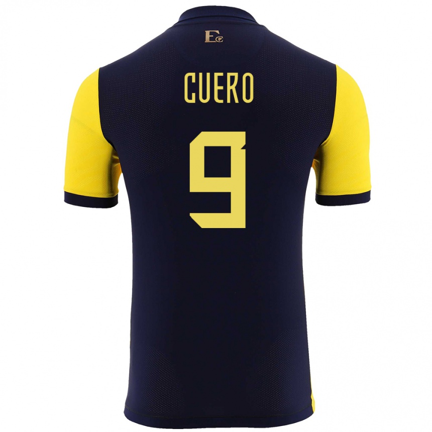 Niño Fútbol Camiseta Ecuador Justin Cuero #9 Amarillo 1ª Equipación 24-26 Perú