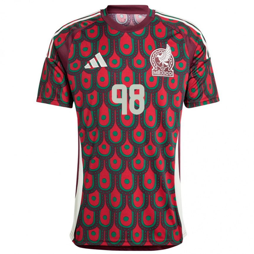 Niño Fútbol Camiseta México Kinberly Guzman #98 Granate 1ª Equipación 24-26 Perú