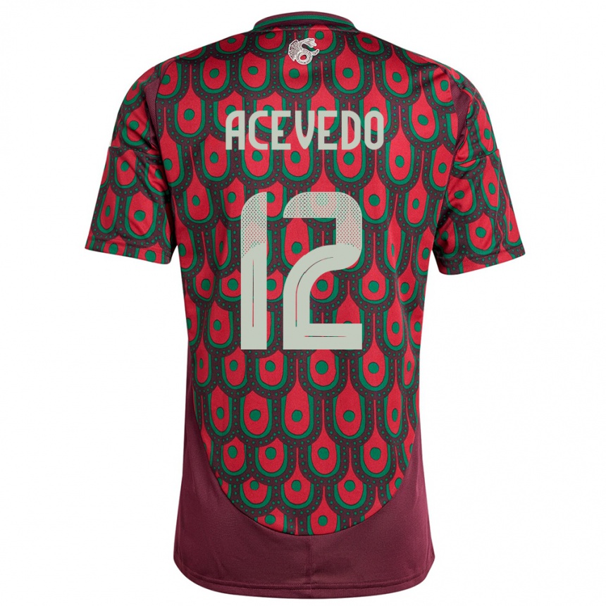 Niño Fútbol Camiseta México Carlos Acevedo #12 Granate 1ª Equipación 24-26 Perú