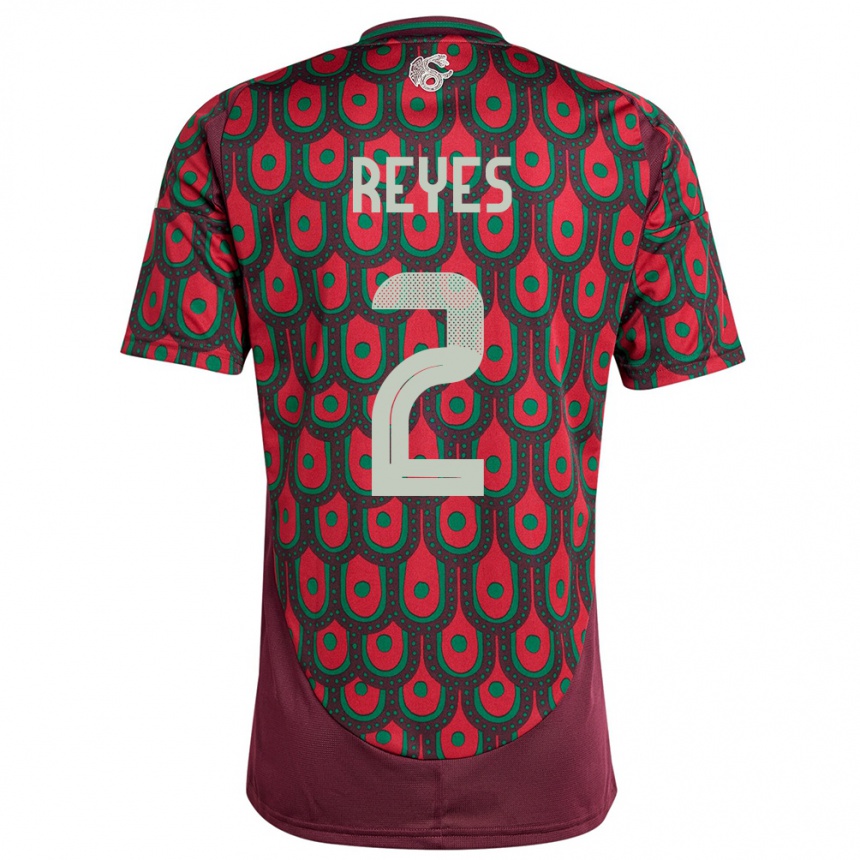 Niño Fútbol Camiseta México Luis Reyes #2 Granate 1ª Equipación 24-26 Perú