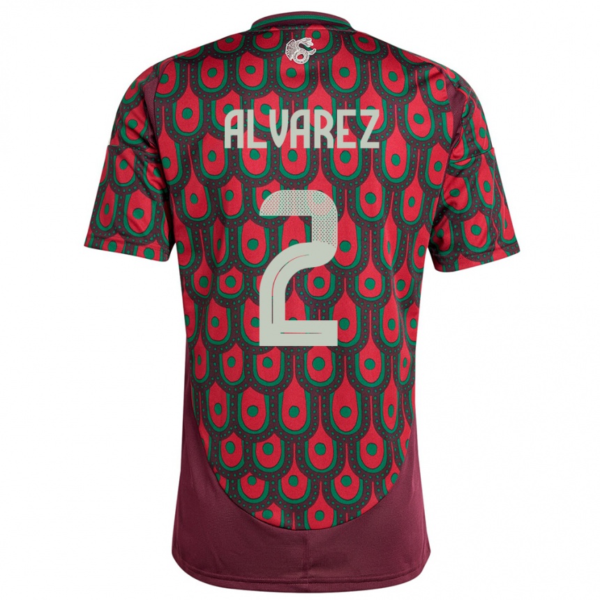 Niño Fútbol Camiseta México Kevin Alvarez #2 Granate 1ª Equipación 24-26 Perú