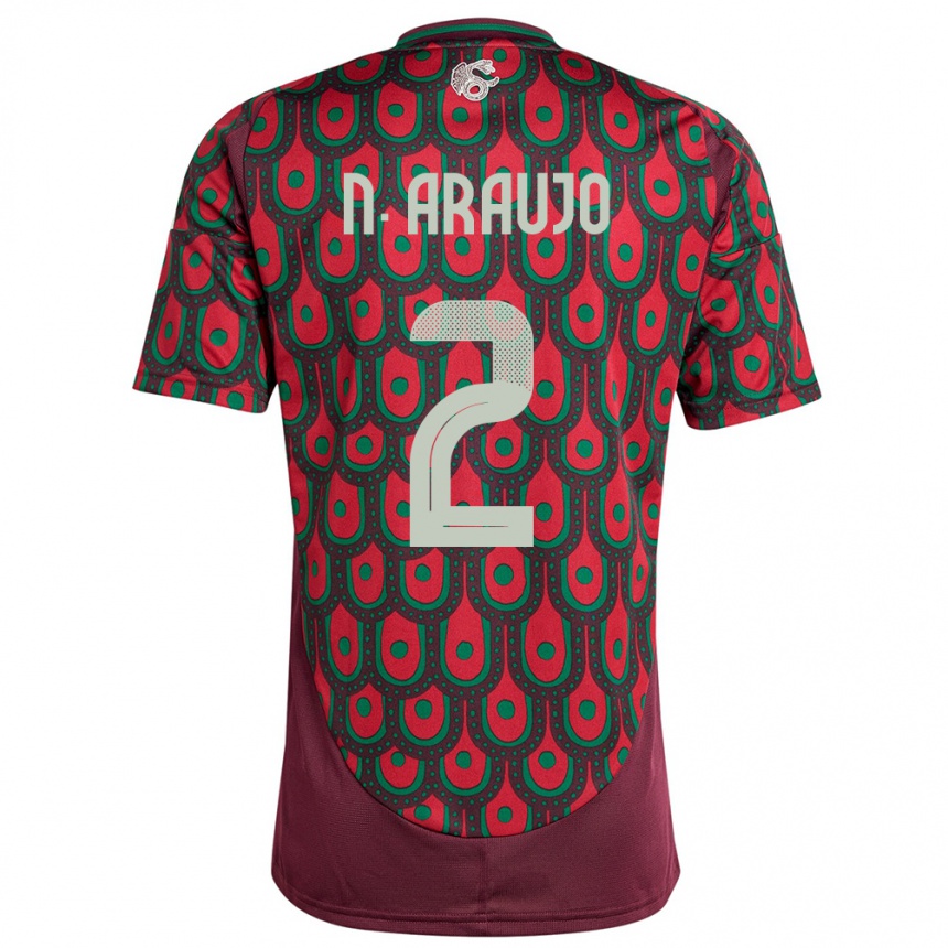 Niño Fútbol Camiseta México Nestor Araujo #2 Granate 1ª Equipación 24-26 Perú