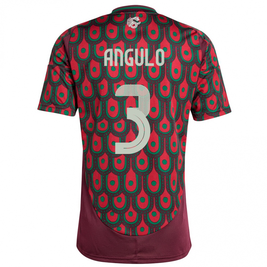 Niño Fútbol Camiseta México Jesus Angulo #3 Granate 1ª Equipación 24-26 Perú