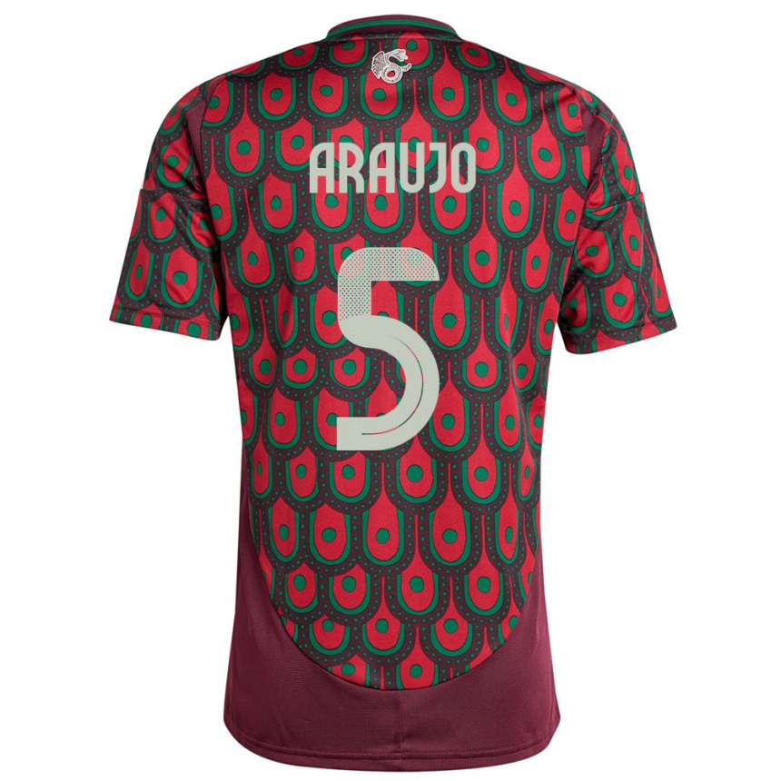 Niño Fútbol Camiseta México Julian Araujo #5 Granate 1ª Equipación 24-26 Perú