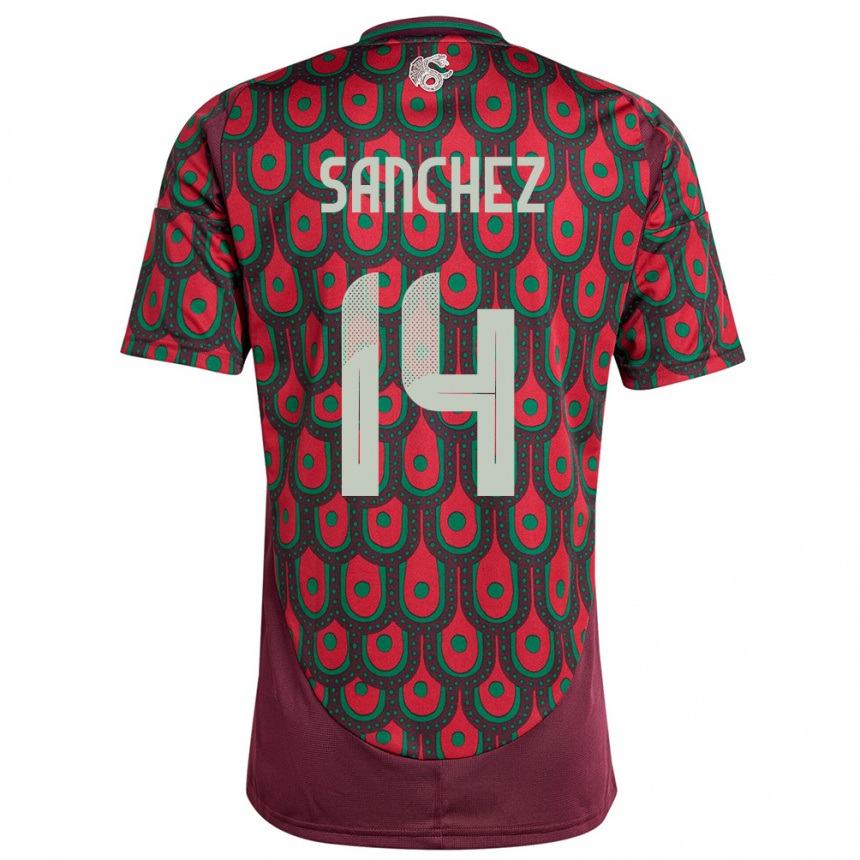 Niño Fútbol Camiseta México Erick Sanchez #14 Granate 1ª Equipación 24-26 Perú