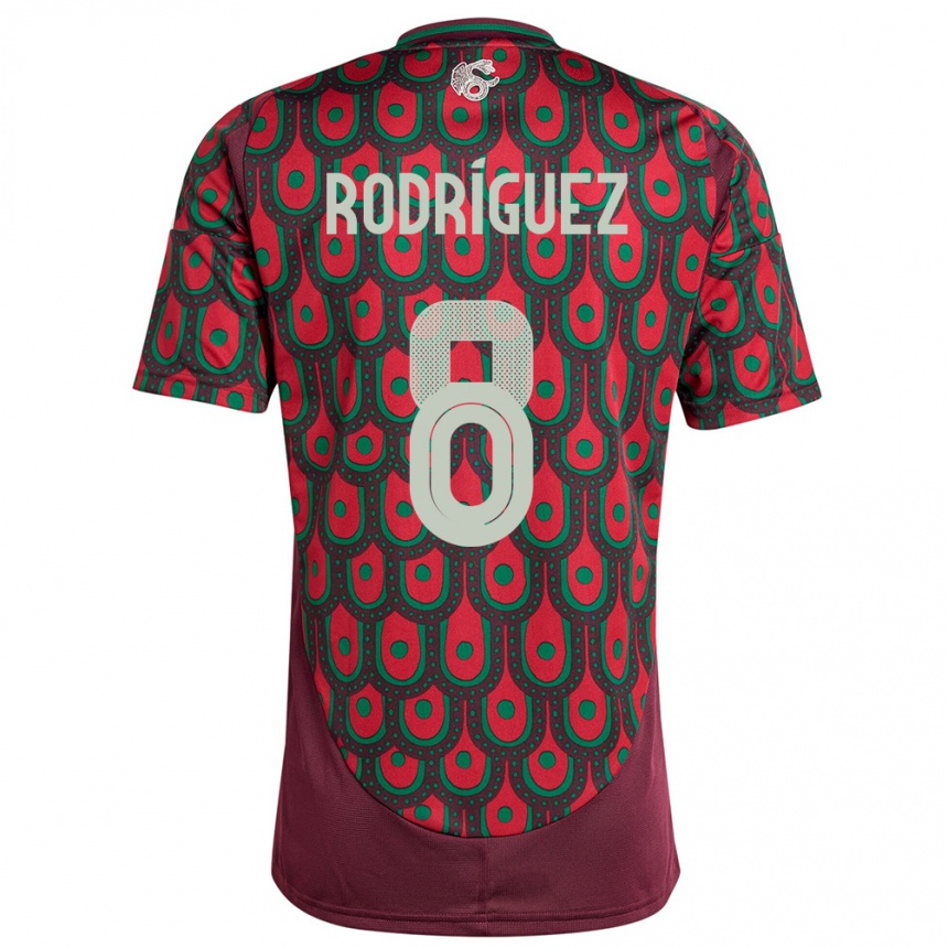 Niño Fútbol Camiseta México Carlos Rodriguez #8 Granate 1ª Equipación 24-26 Perú