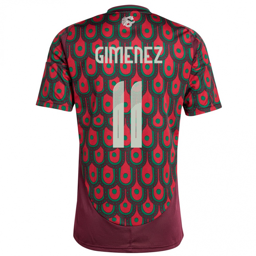 Niño Fútbol Camiseta México Santiago Gimenez #11 Granate 1ª Equipación 24-26 Perú