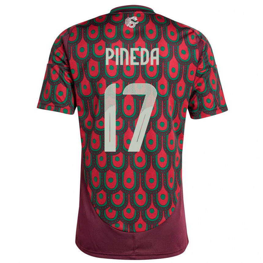 Niño Fútbol Camiseta México Orbelin Pineda #17 Granate 1ª Equipación 24-26 Perú