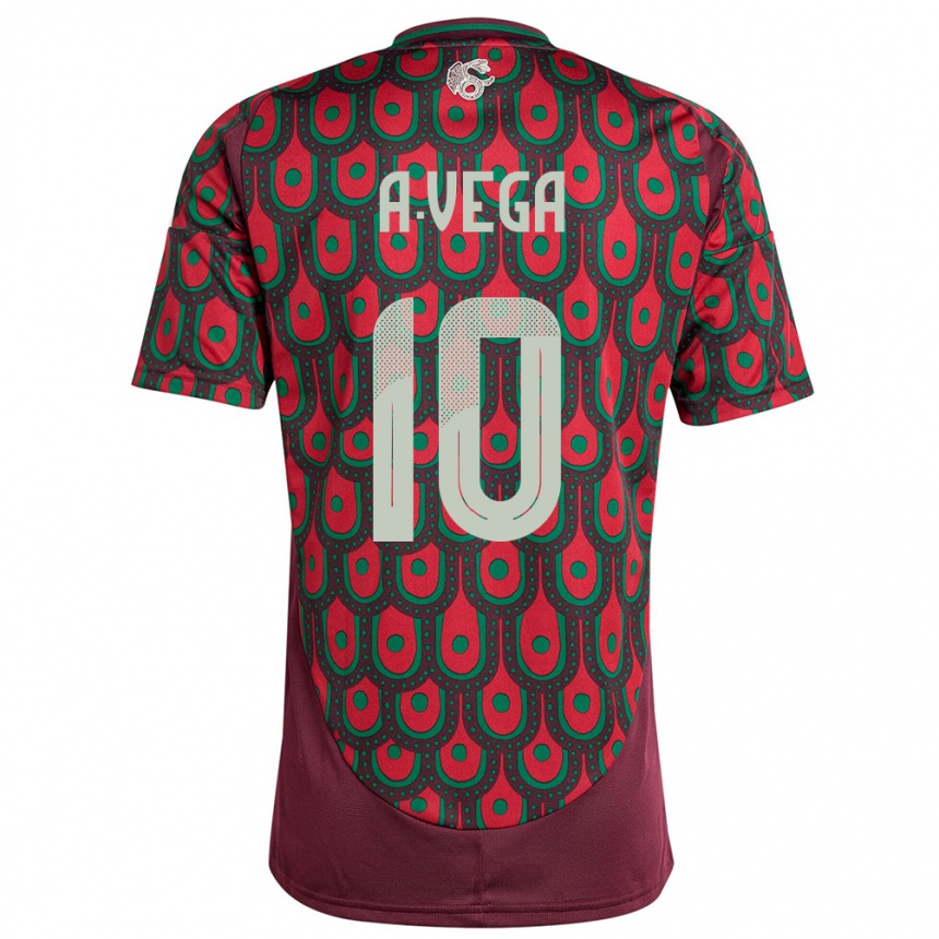 Niño Fútbol Camiseta México Alexis Vega #10 Granate 1ª Equipación 24-26 Perú