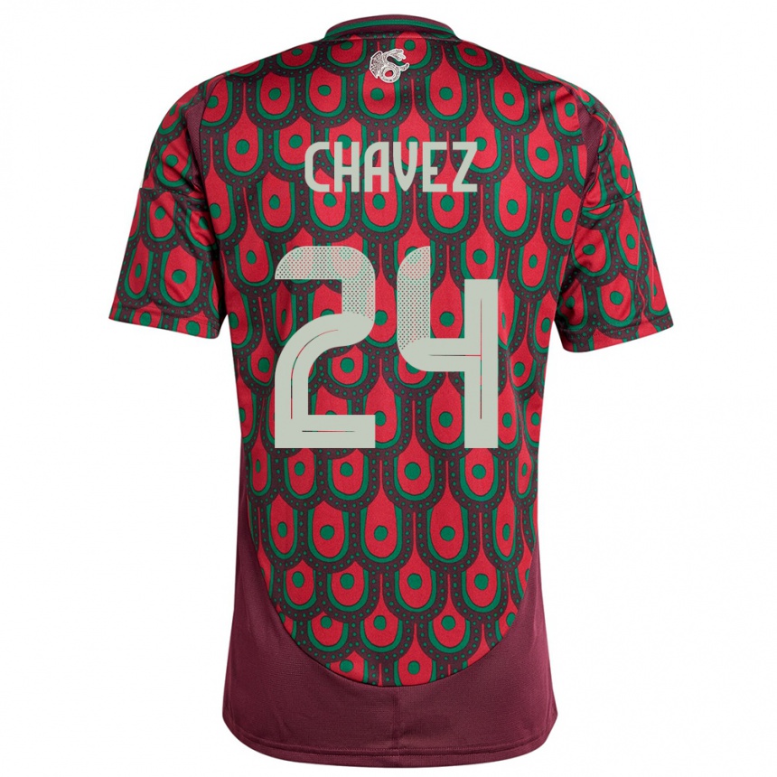 Niño Fútbol Camiseta México Luis Chavez #24 Granate 1ª Equipación 24-26 Perú