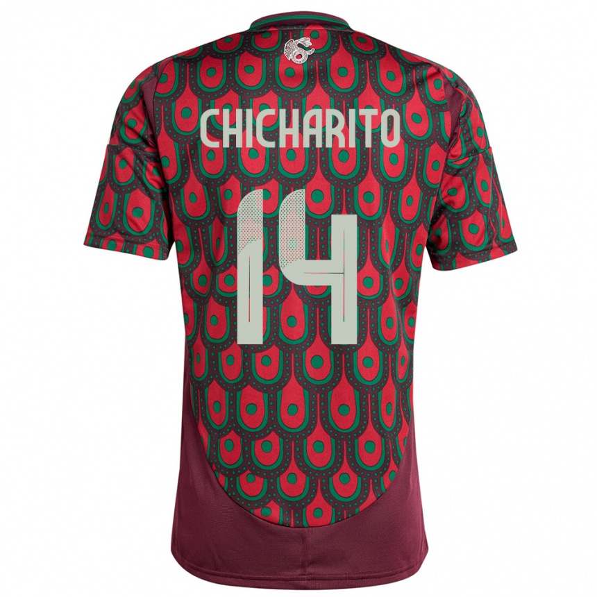 Niño Fútbol Camiseta México Chicharito #14 Granate 1ª Equipación 24-26 Perú