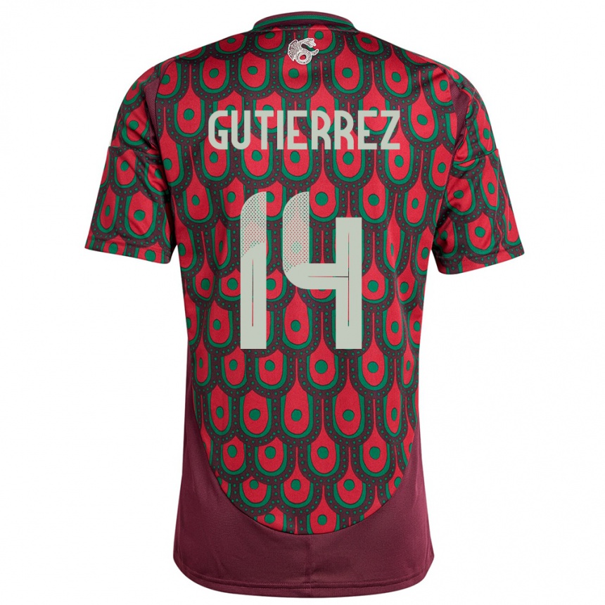 Niño Fútbol Camiseta México Erick Gutierrez #14 Granate 1ª Equipación 24-26 Perú