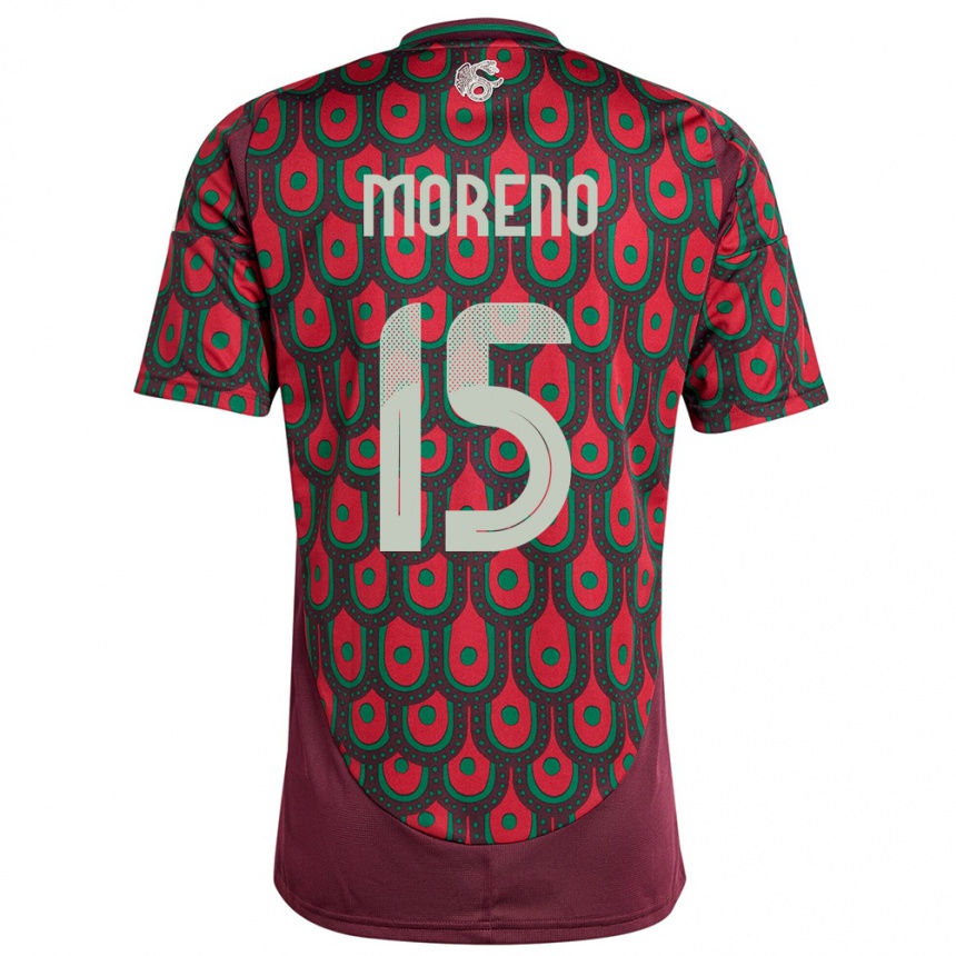 Niño Fútbol Camiseta México Hector Moreno #15 Granate 1ª Equipación 24-26 Perú