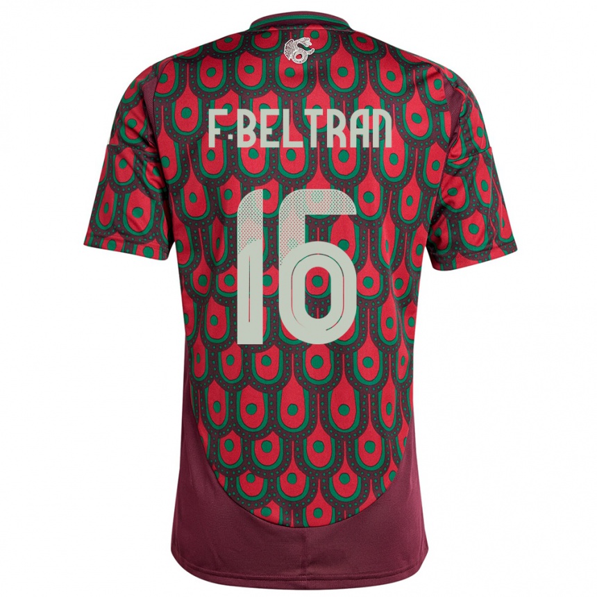 Niño Fútbol Camiseta México Fernando Beltran #16 Granate 1ª Equipación 24-26 Perú