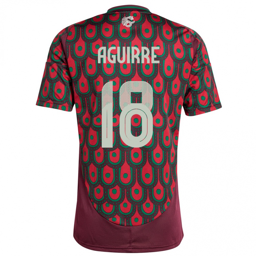 Niño Fútbol Camiseta México Eduardo Aguirre #18 Granate 1ª Equipación 24-26 Perú