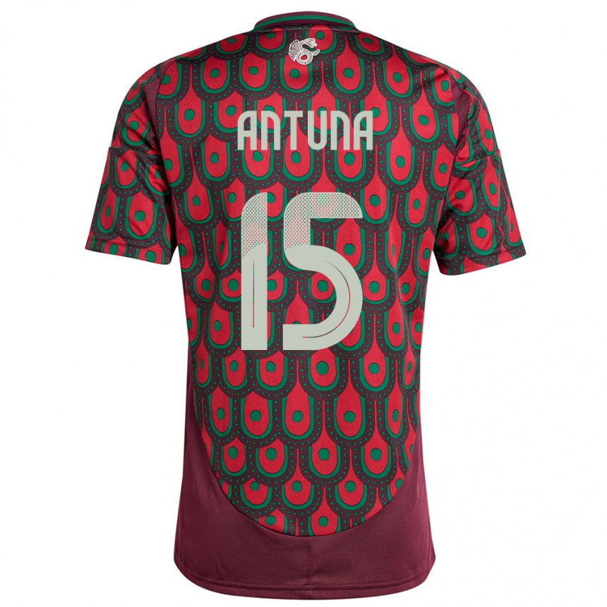 Niño Fútbol Camiseta México Uriel Antuna #15 Granate 1ª Equipación 24-26 Perú