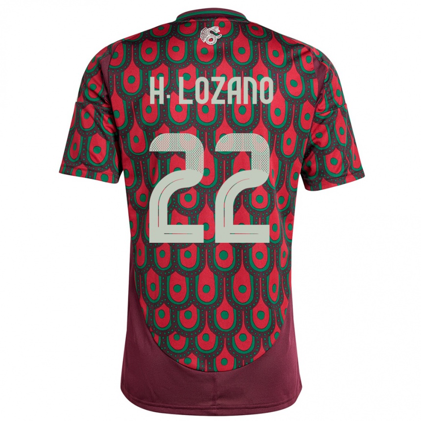 Niño Fútbol Camiseta México Hirving Lozano #22 Granate 1ª Equipación 24-26 Perú