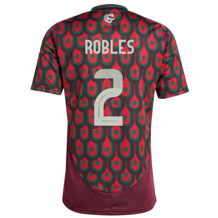 Niño Fútbol Camiseta México Kenti Robles #2 Granate 1ª Equipación 24-26 Perú