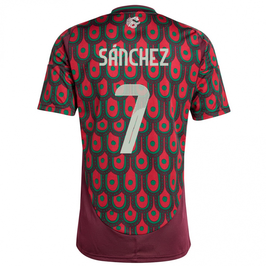 Niño Fútbol Camiseta México Maria Sanchez #7 Granate 1ª Equipación 24-26 Perú