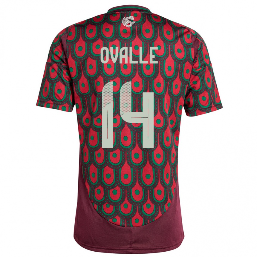 Niño Fútbol Camiseta México Jacqueline Ovalle #14 Granate 1ª Equipación 24-26 Perú