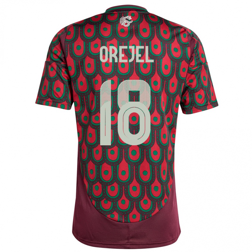 Niño Fútbol Camiseta México Jocelyn Orejel #18 Granate 1ª Equipación 24-26 Perú