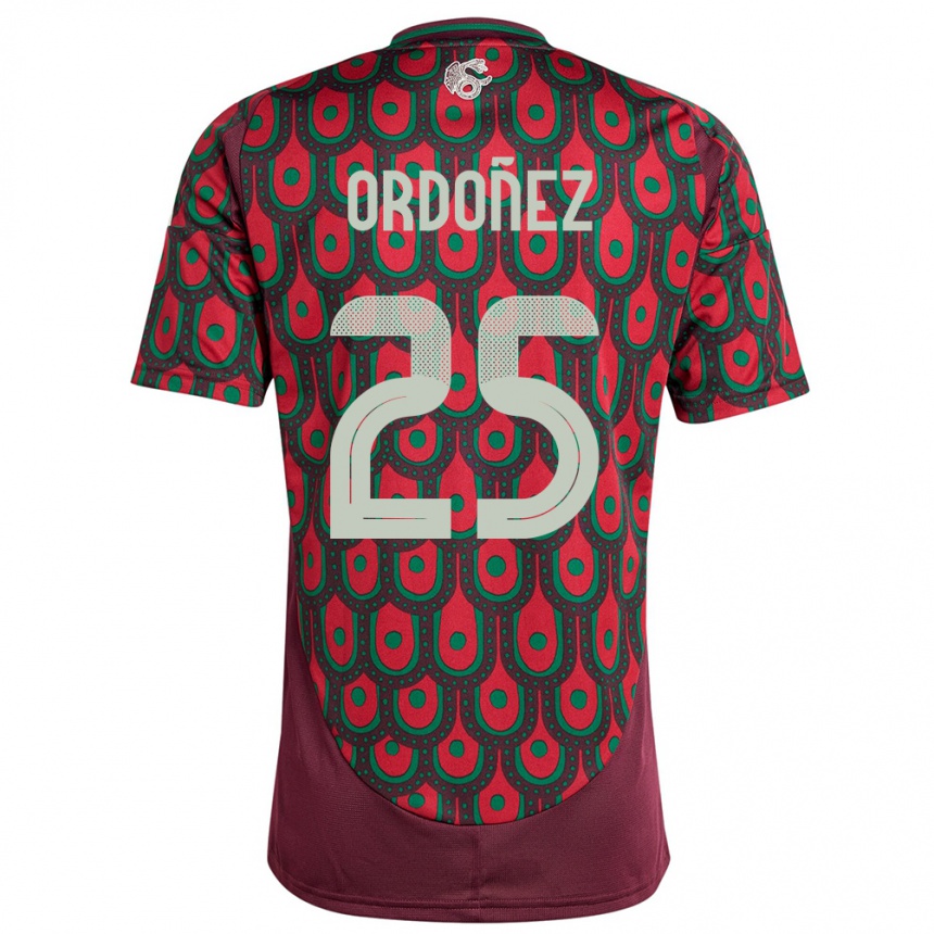 Niño Fútbol Camiseta México Diana Ordonez #25 Granate 1ª Equipación 24-26 Perú