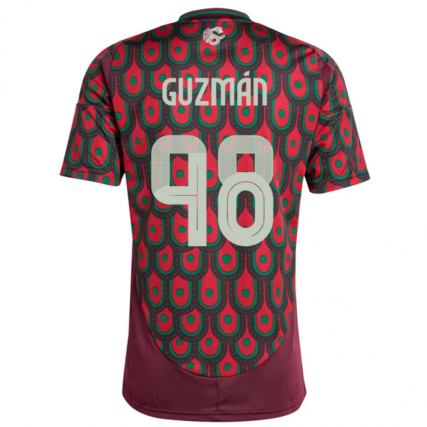 Niño Fútbol Camiseta México Kinberly Guzman #98 Granate 1ª Equipación 24-26 Perú