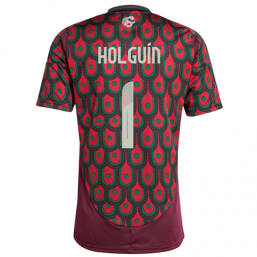 Niño Fútbol Camiseta México Hector Holguin #1 Granate 1ª Equipación 24-26 Perú