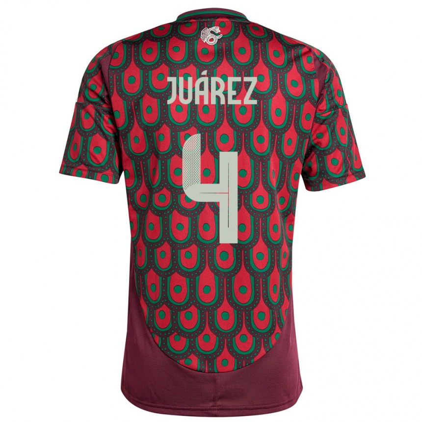 Niño Fútbol Camiseta México Ramon Juarez #4 Granate 1ª Equipación 24-26 Perú