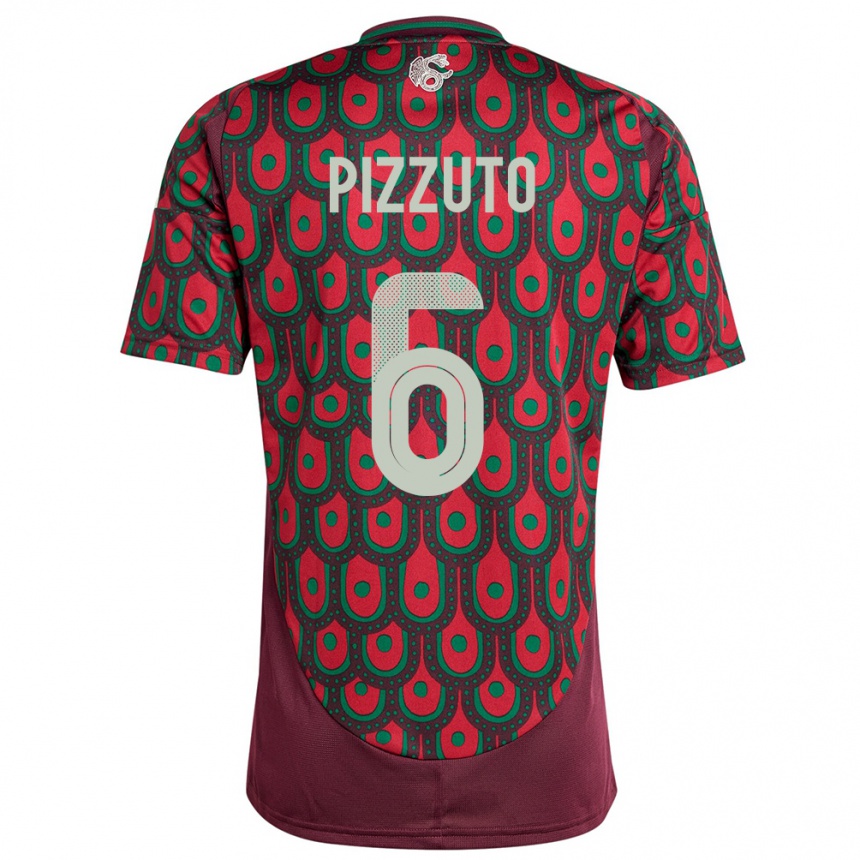 Niño Fútbol Camiseta México Eugenio Pizzuto #6 Granate 1ª Equipación 24-26 Perú