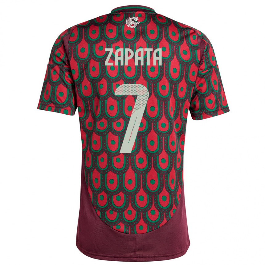 Niño Fútbol Camiseta México Angel Zapata #7 Granate 1ª Equipación 24-26 Perú