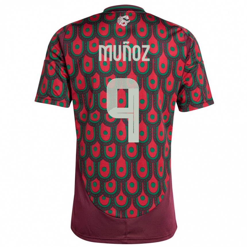 Niño Fútbol Camiseta México Santiago Munoz #9 Granate 1ª Equipación 24-26 Perú