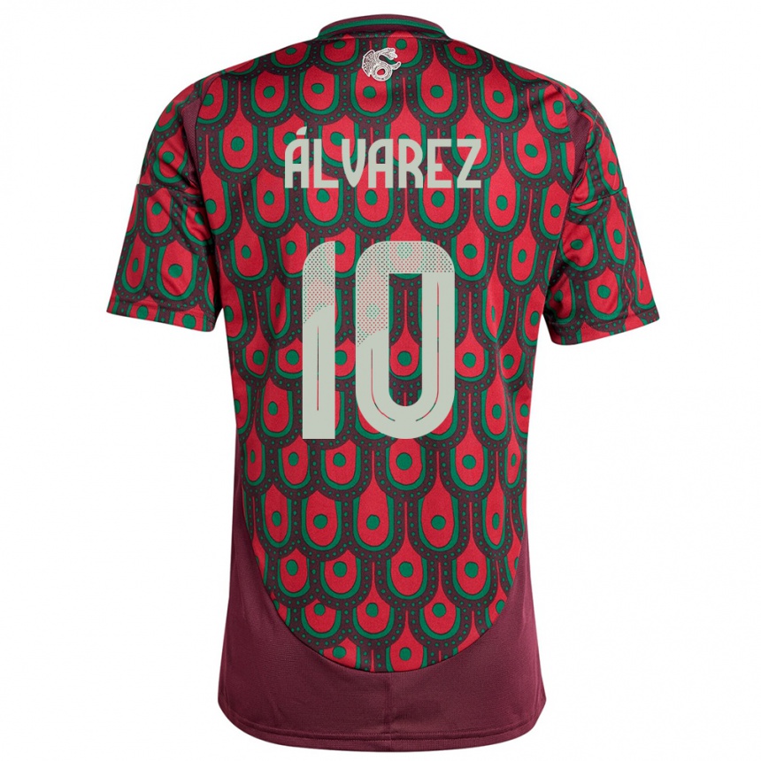 Niño Fútbol Camiseta México Efrain Alvarez #10 Granate 1ª Equipación 24-26 Perú