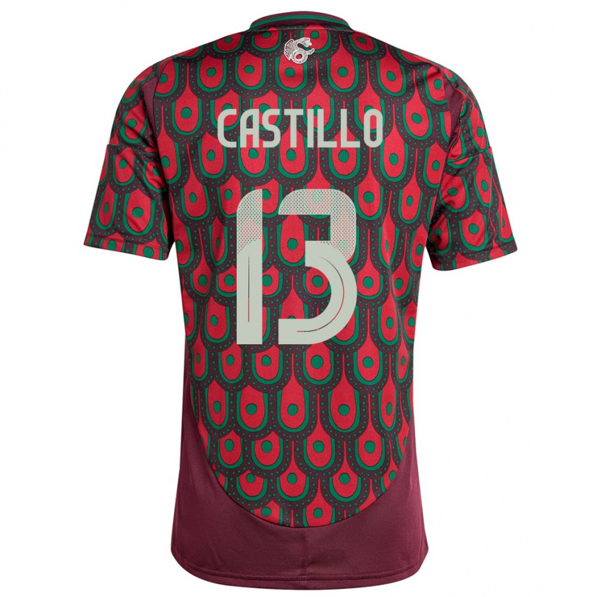 Niño Fútbol Camiseta México Jose Castillo #13 Granate 1ª Equipación 24-26 Perú