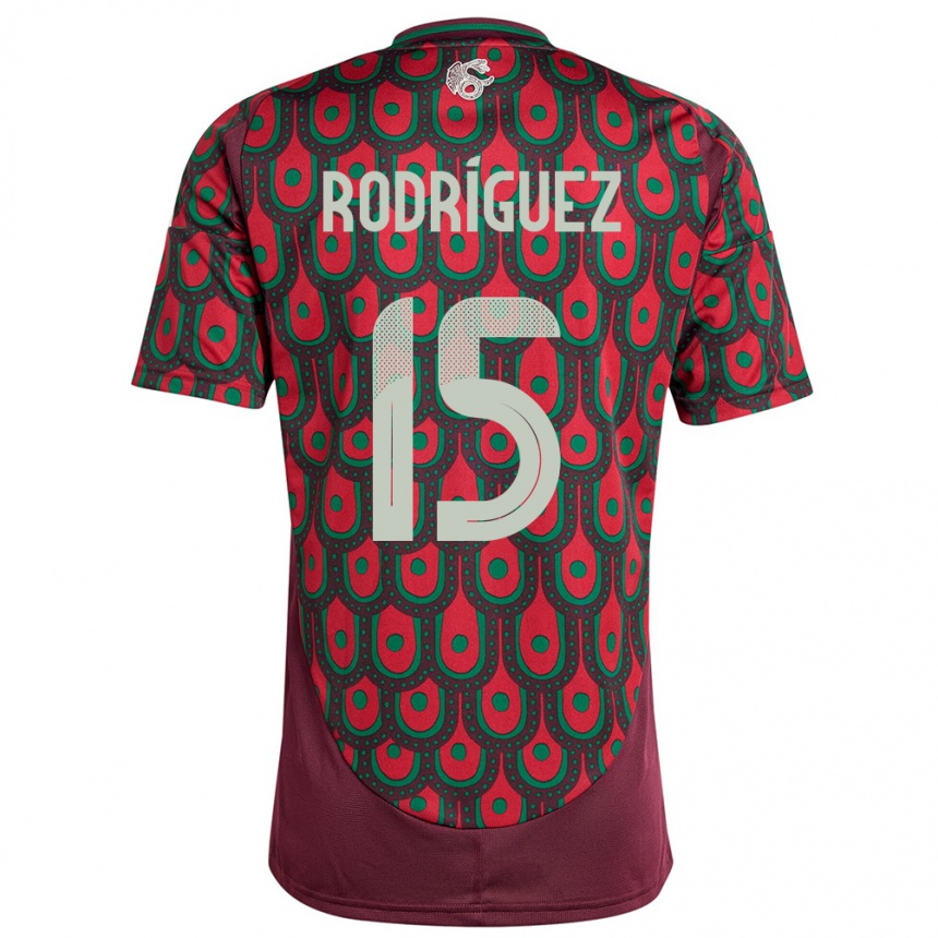 Niño Fútbol Camiseta México Jorge Rodriguez #15 Granate 1ª Equipación 24-26 Perú