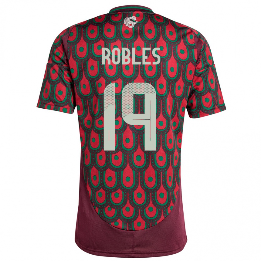 Niño Fútbol Camiseta México Angel Robles #19 Granate 1ª Equipación 24-26 Perú