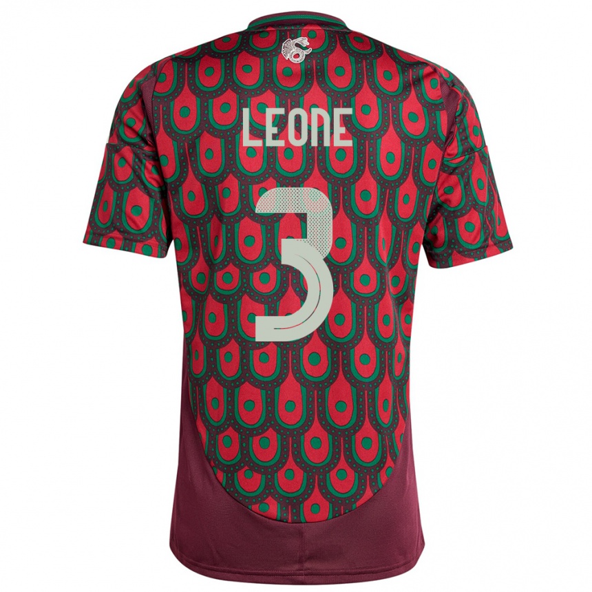 Niño Fútbol Camiseta México Antonio Leone #3 Granate 1ª Equipación 24-26 Perú