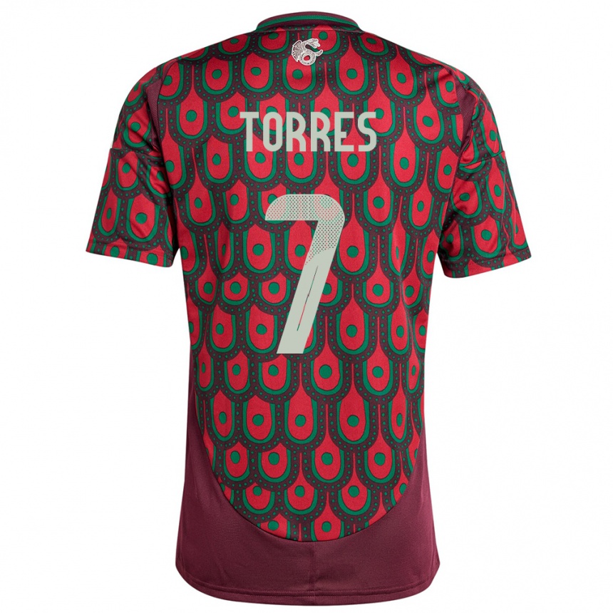 Niño Fútbol Camiseta México Christian Torres #7 Granate 1ª Equipación 24-26 Perú