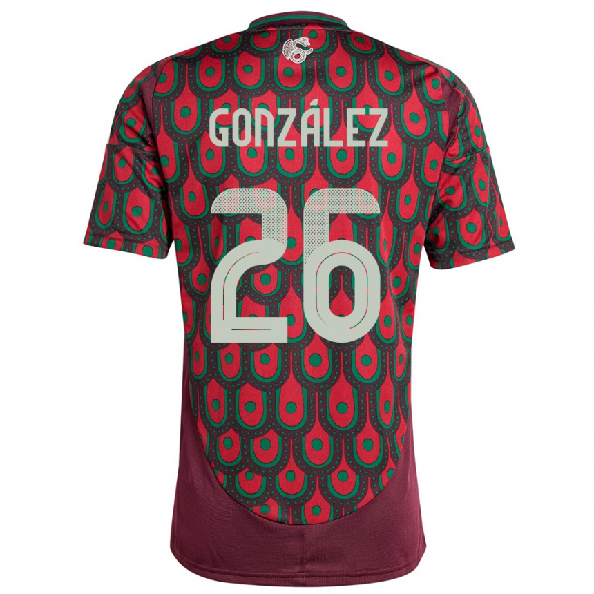 Niño Fútbol Camiseta México Bryan Gonzalez #26 Granate 1ª Equipación 24-26 Perú