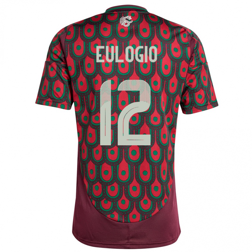 Niño Fútbol Camiseta México Jose Eulogio #12 Granate 1ª Equipación 24-26 Perú