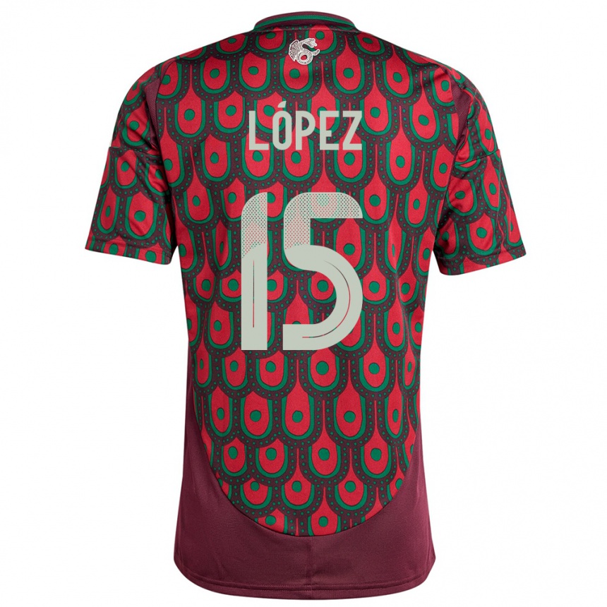 Niño Fútbol Camiseta México Everardo Lopez #15 Granate 1ª Equipación 24-26 Perú