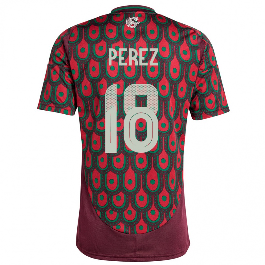 Niño Fútbol Camiseta México Jonathan Perez #18 Granate 1ª Equipación 24-26 Perú