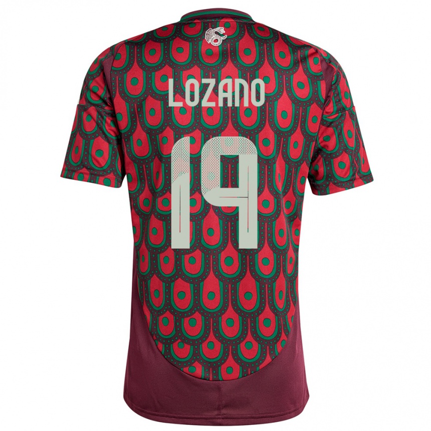 Niño Fútbol Camiseta México Esteban Lozano #19 Granate 1ª Equipación 24-26 Perú