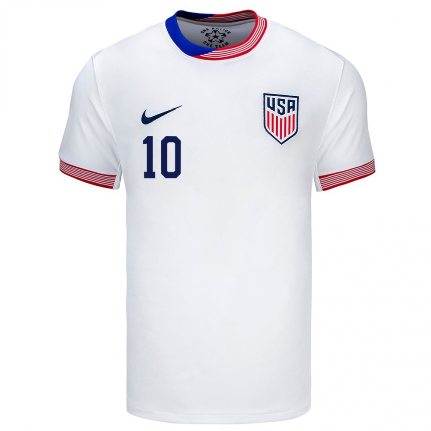 Niño Fútbol Camiseta Estados Unidos Christian Pulisic #10 Blanco 1ª Equipación 24-26 Perú